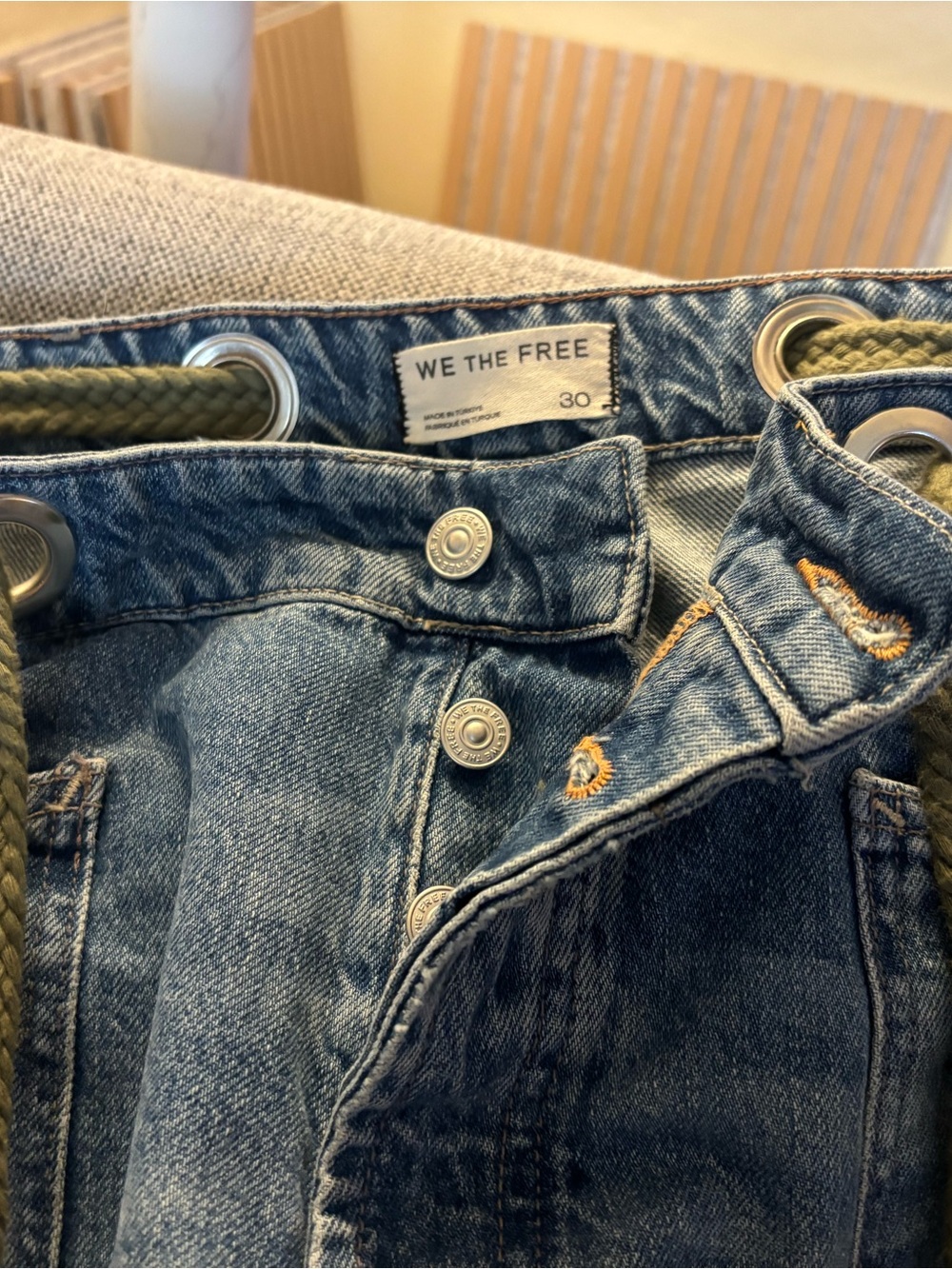 We the Free MOXIE Pull on Barrel Jeans Truest Blue Sz 30